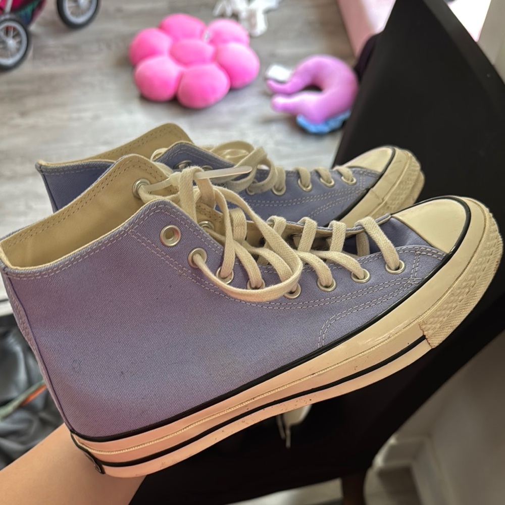 Classic High-Top Sneakers in Purple and Cream